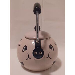 Vintage Kamenstein Pink Pig Whistling Teapot Enamel Tea Kettle Missing Tail NOS
